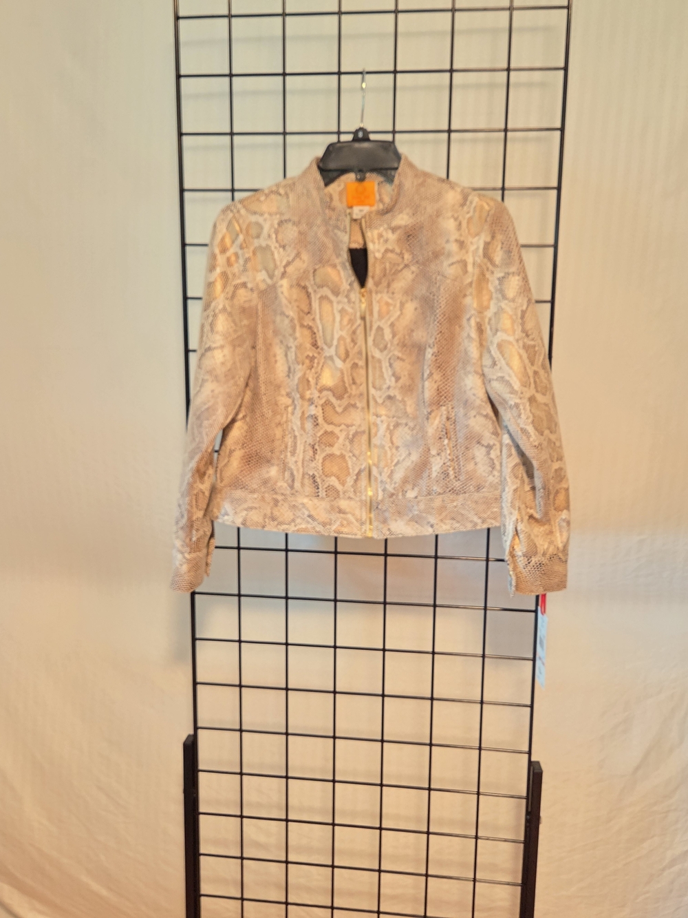 Ruby Rd. Neutral Snake-Print Zip Jacket